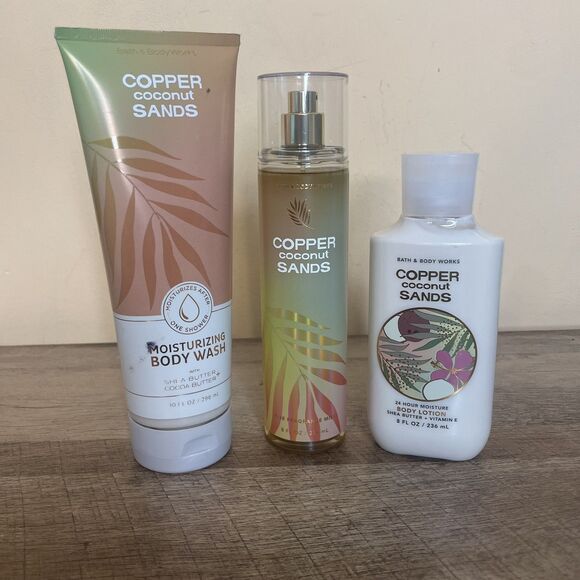 NEW! Lot Of 3 - Bath & Body Works COPPER COCONUT SANDS Mist, Lotion, Body Wash - Picture 1 of 8